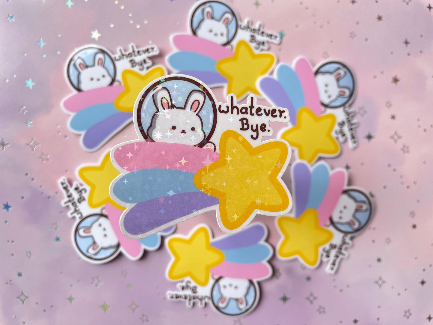 Bunny Astronaut Shooting Star Sticker | Whatever Bye Bunny Vinyl Sticker