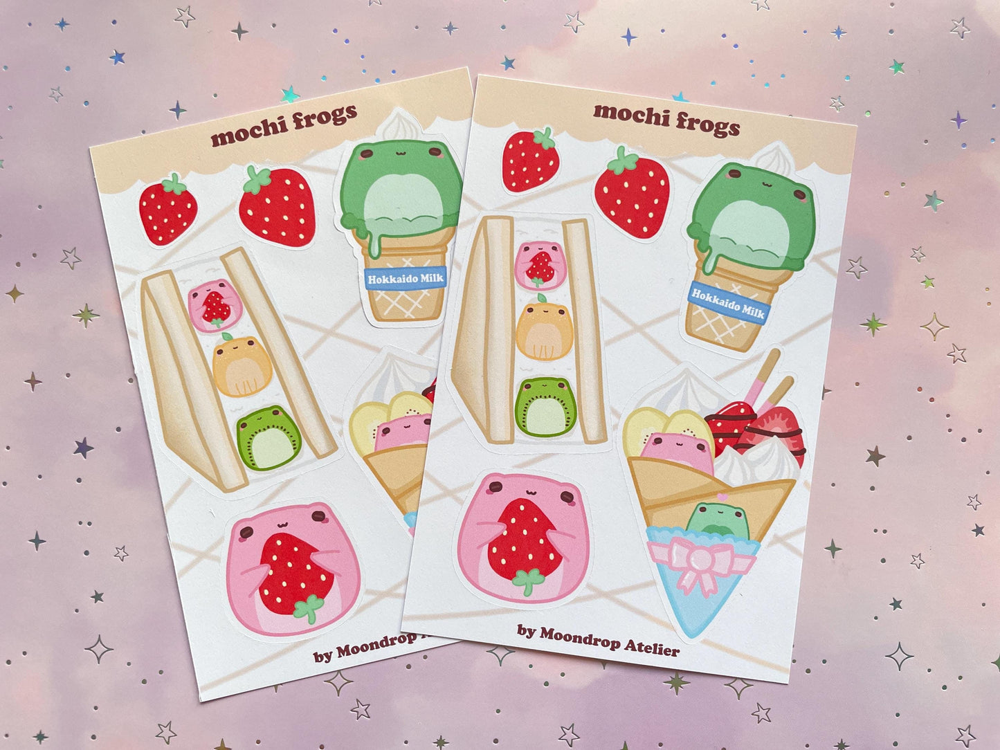 Mochi Strawberry Frog Stickersheet | Japanese Dessert Vinyl Stickers