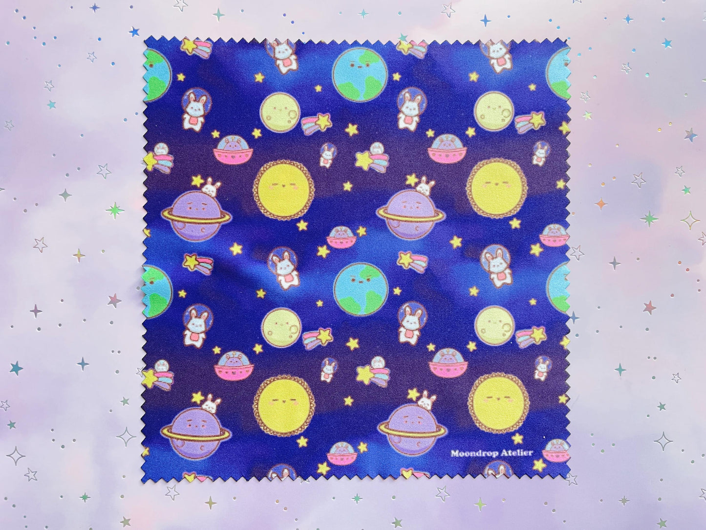 Bunny Astronaut Planet Microfiber Cloth |Double sided