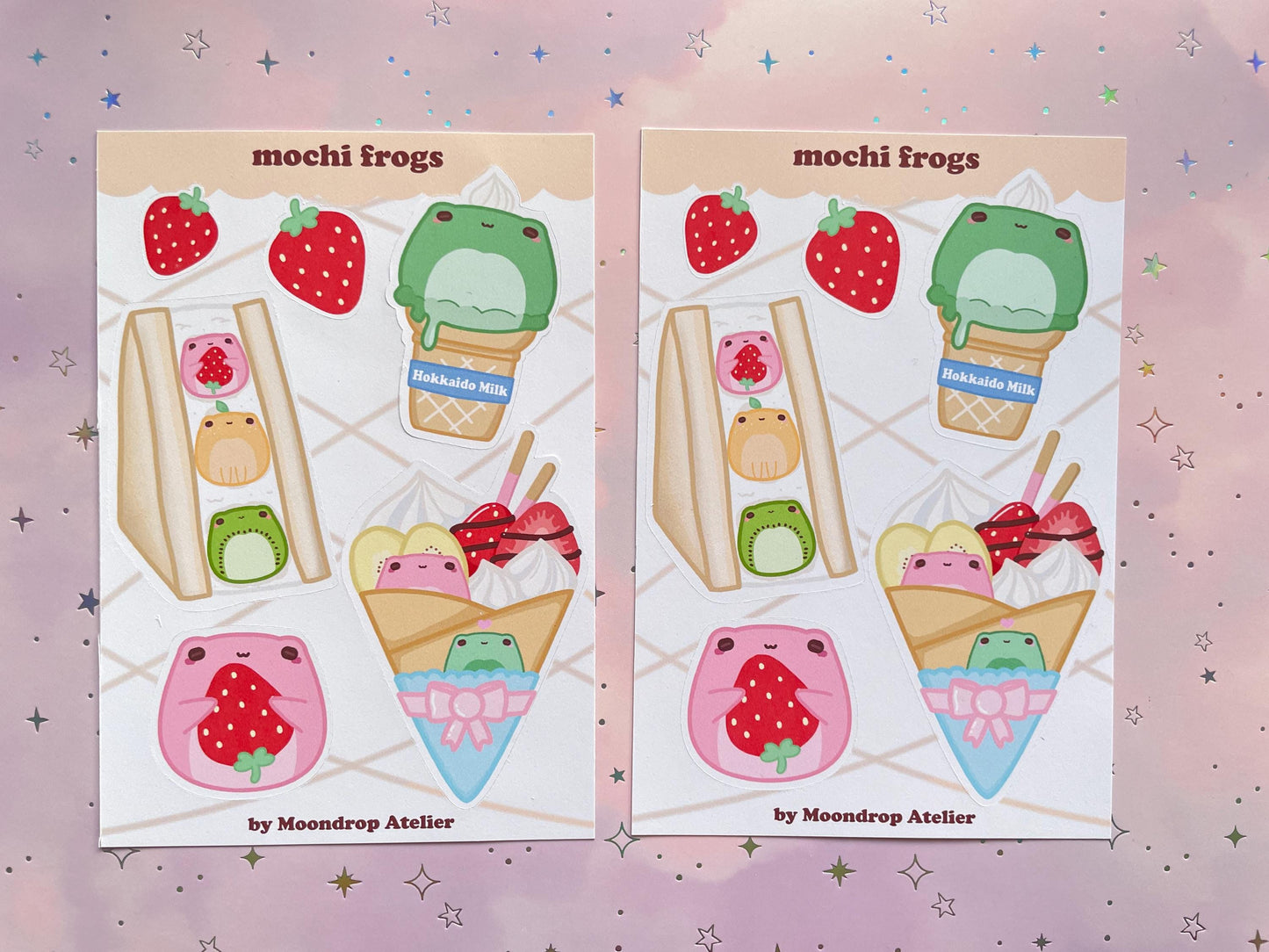 Mochi Strawberry Frog Stickersheet | Japanese Dessert Vinyl Stickers