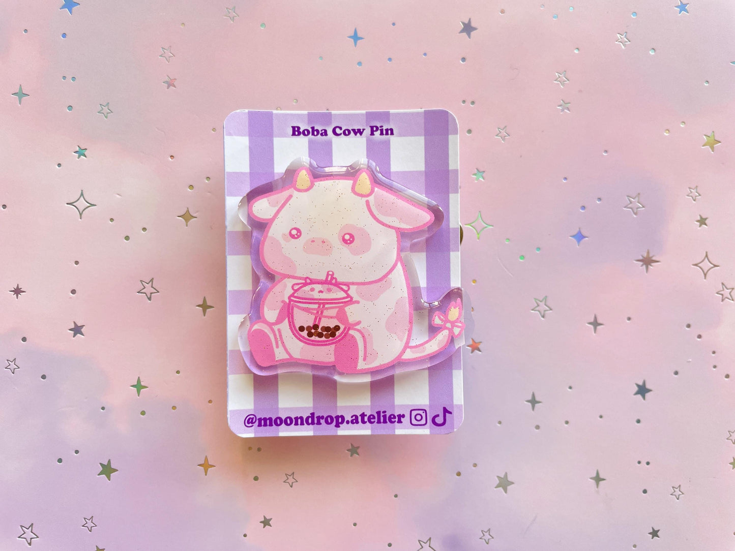 Bubble Tea Cow Pin | Couple BFF Pin