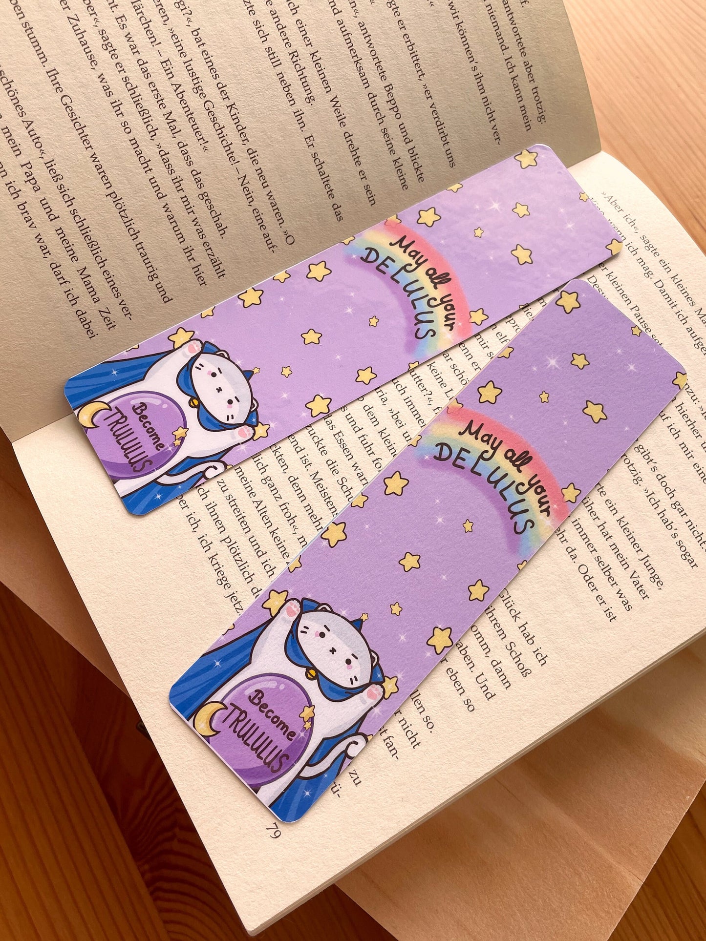Cat and Bunny Magical Bookmark | double sided