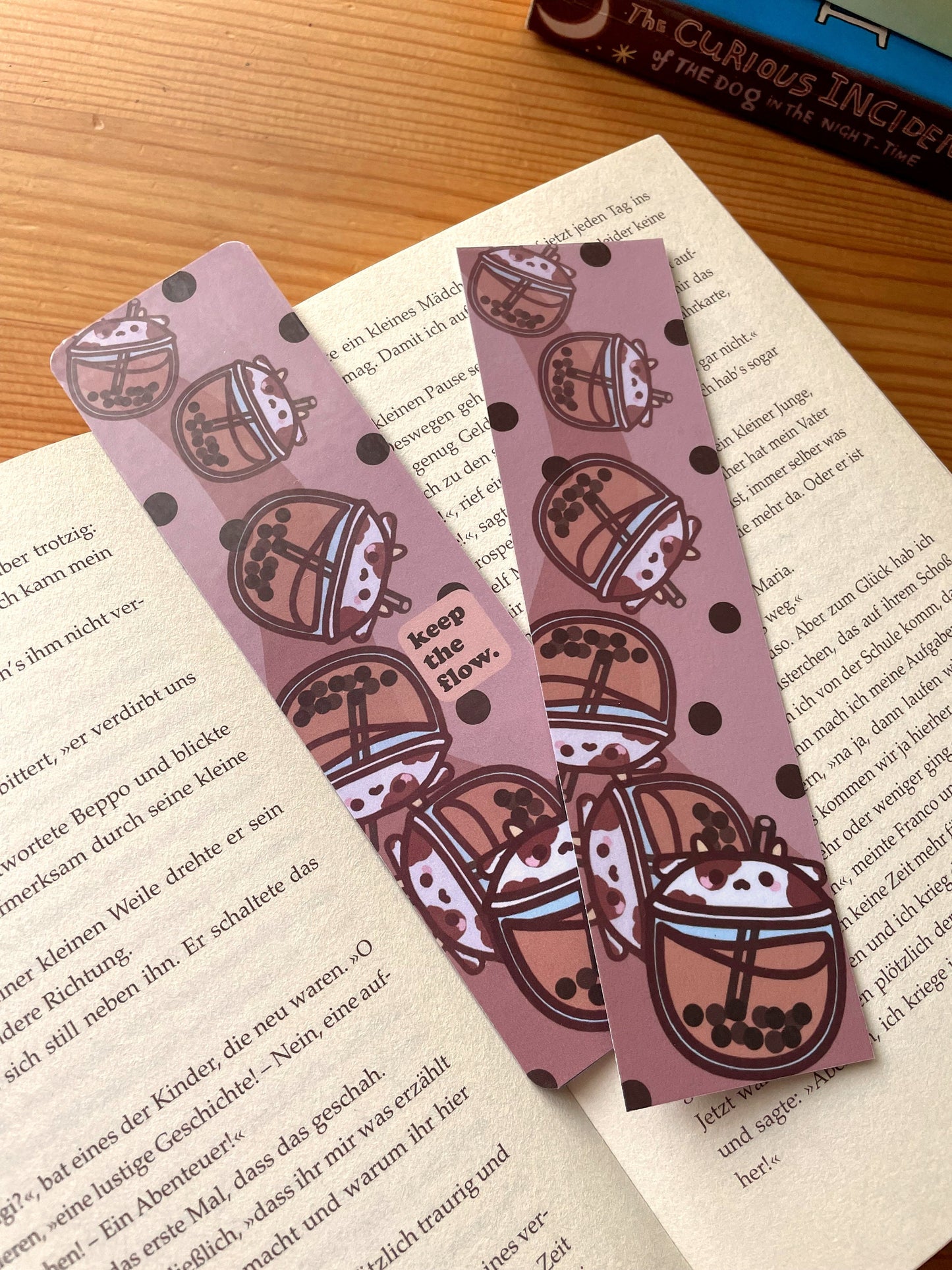 Bubble Tea Bookmark | Bubble Tea Cow Bookmark | double sided