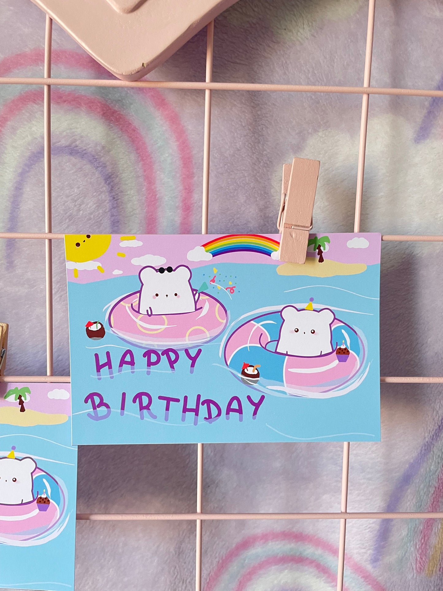 Beach Party Bear Birthday Card | DIN A6