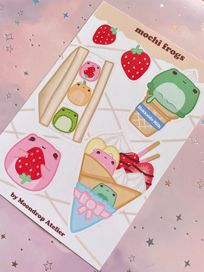 Mochi Strawberry Frog Stickersheet | Japanese Dessert Vinyl Stickers