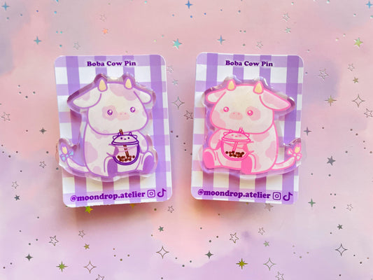 Bubble Tea Cow Pin | Couple BFF Pin