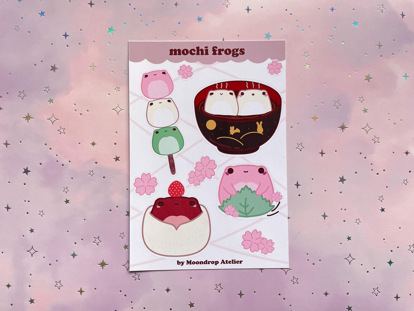 Mochi Dango Frog Stickersheet | Japanese Dessert Vinyl Stickers