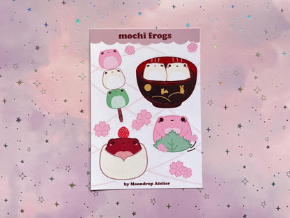 Mochi Dango Frog Stickersheet | Japanese Dessert Vinyl Stickers