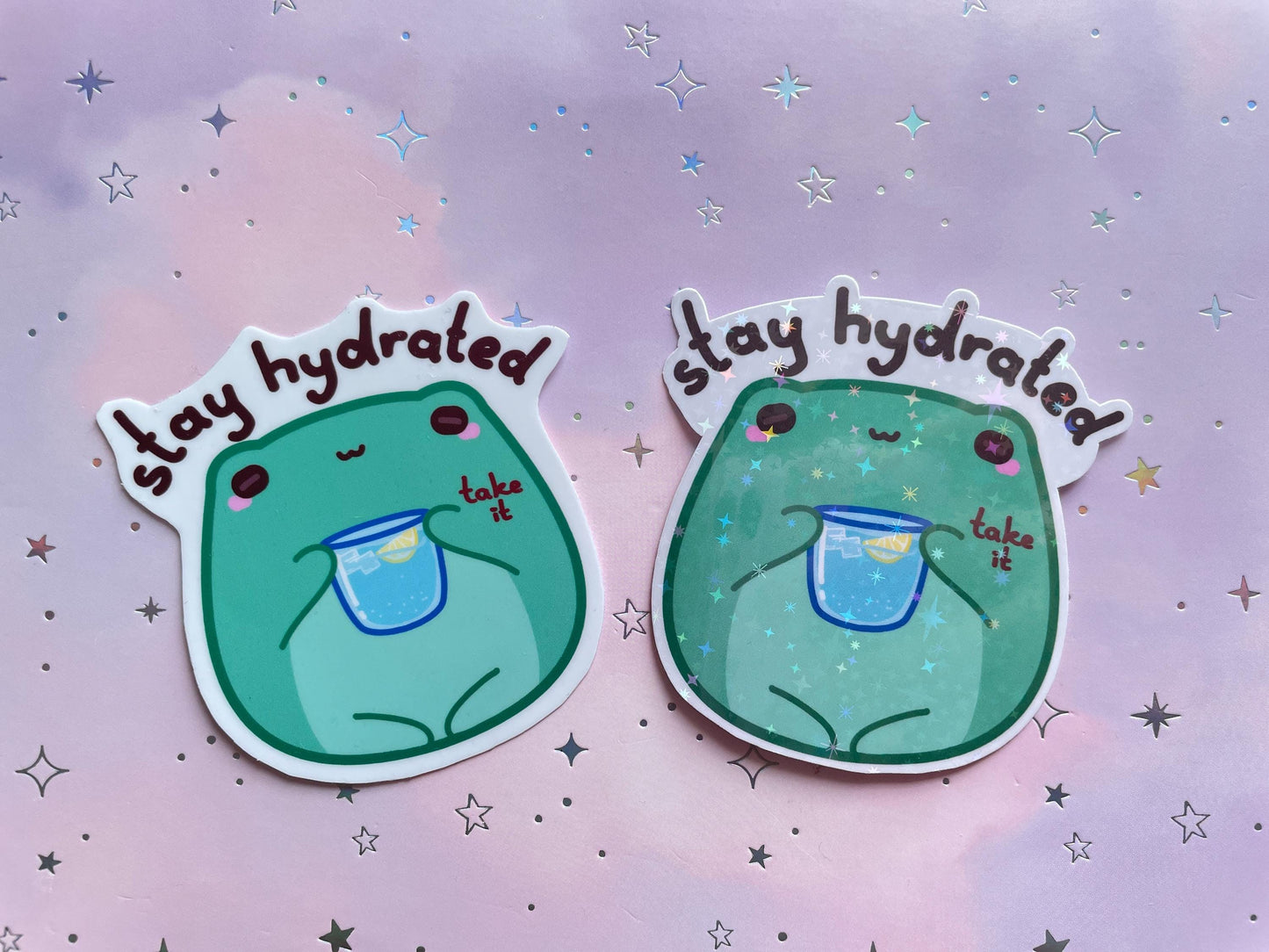 Kawaii Frog Care Sticker | Stay Hydrated Sticker