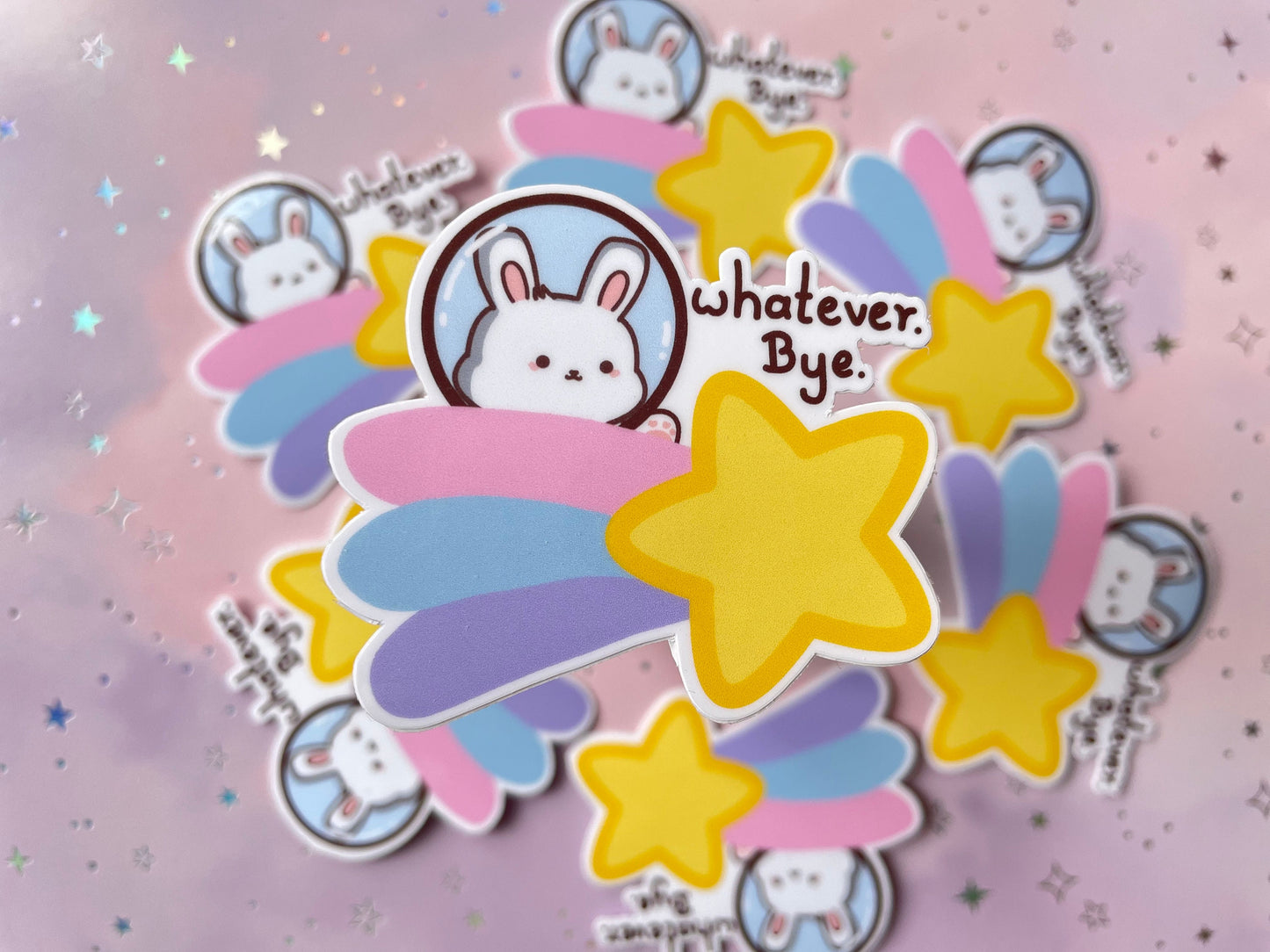 Bunny Astronaut Shooting Star Sticker | Whatever Bye Bunny Vinyl Sticker