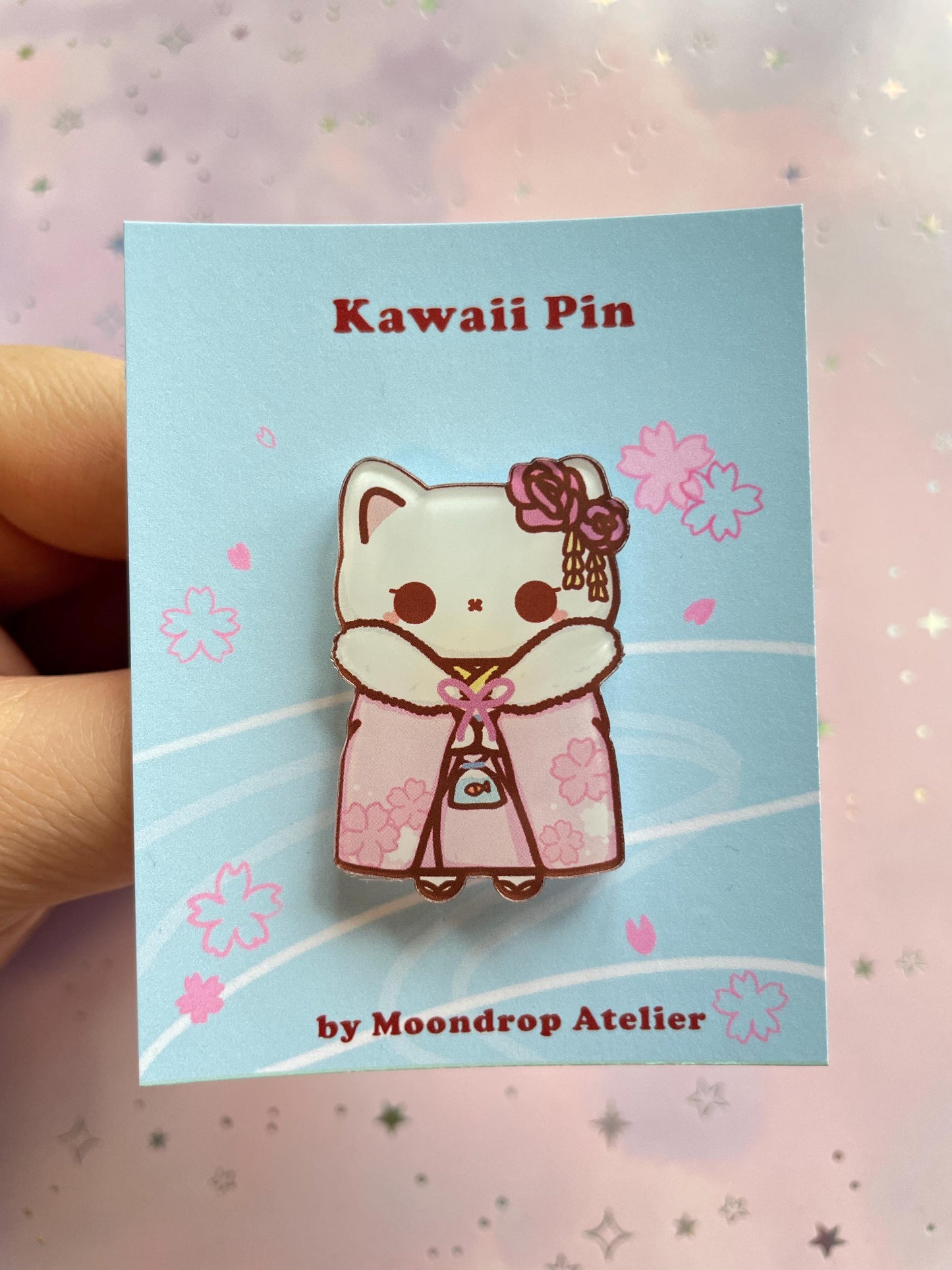 Sakura Kimono Cat Pin