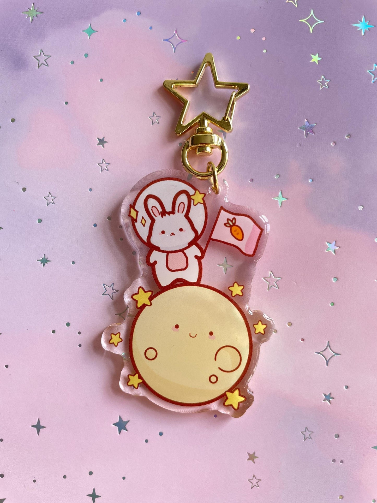 Bunny Astronaut Mond Keychain