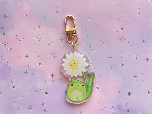 Daisy Flower Frog Keychain
