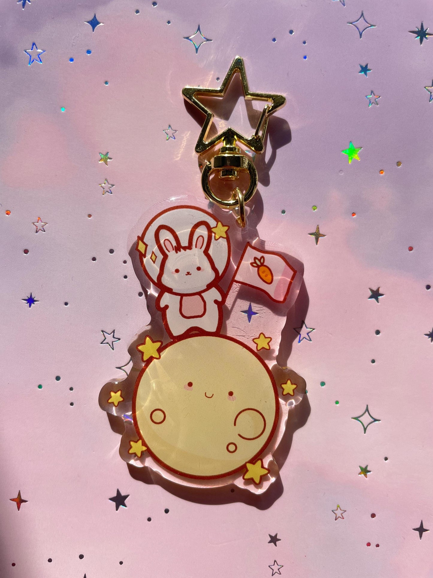 Bunny Astronaut Mond Keychain