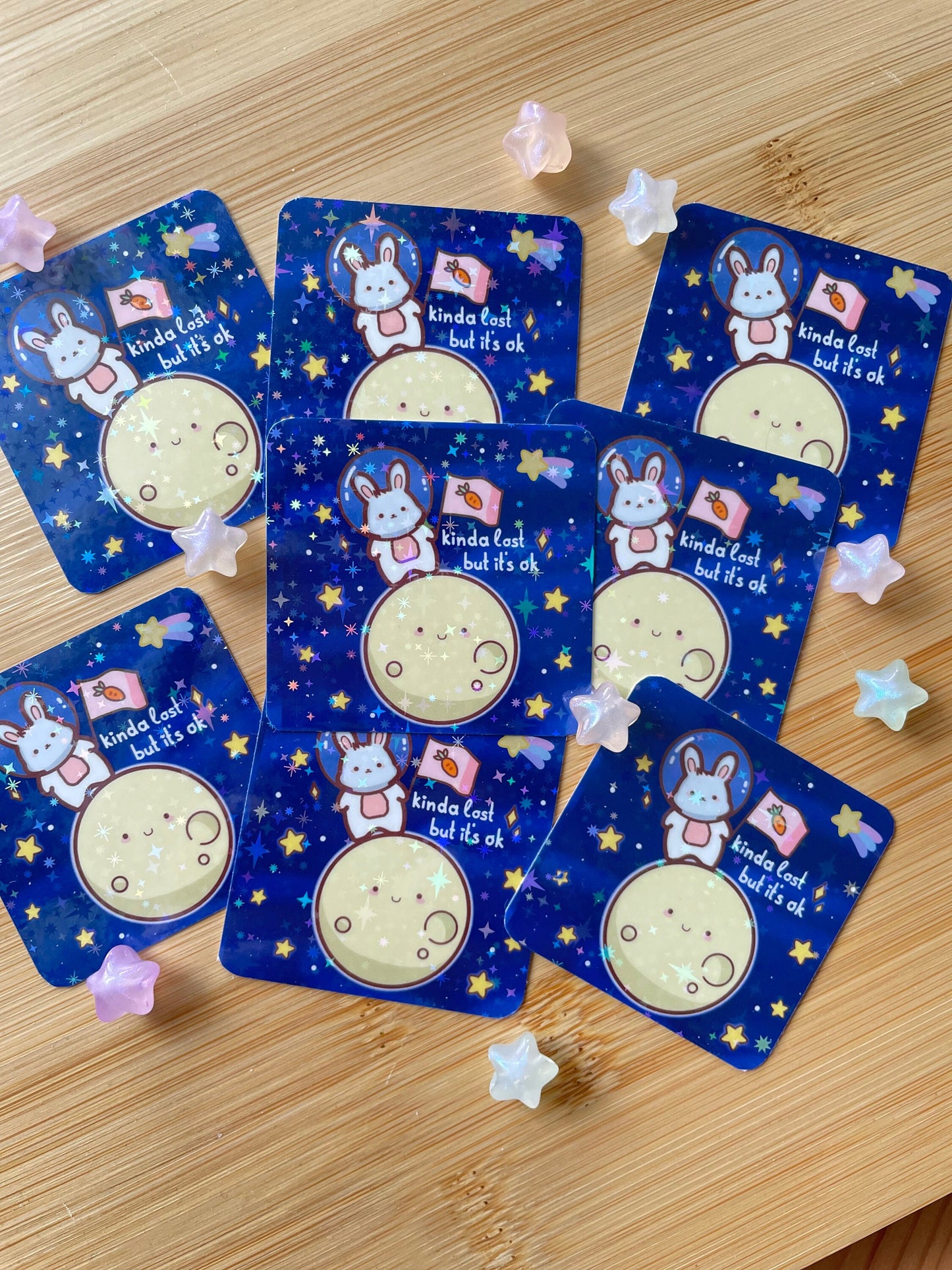 Bunny Astronaut Moon Sticker | Kinda Lost But It's Ok Vinyl Sticker