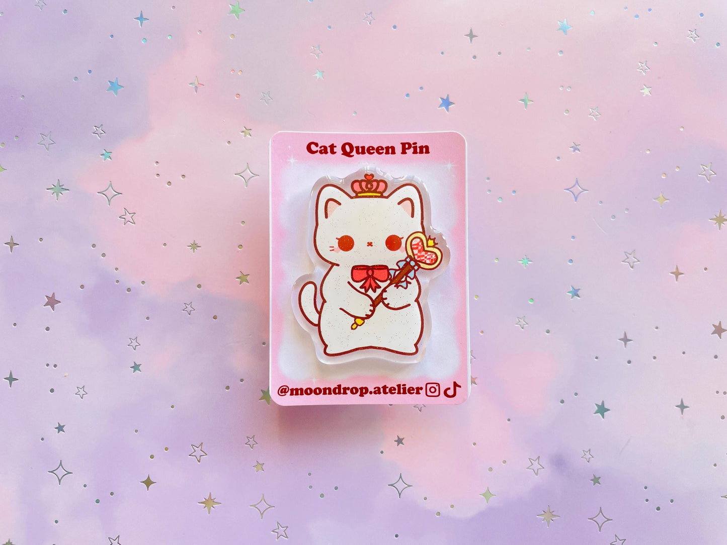 Cat Queen Glitter Pin