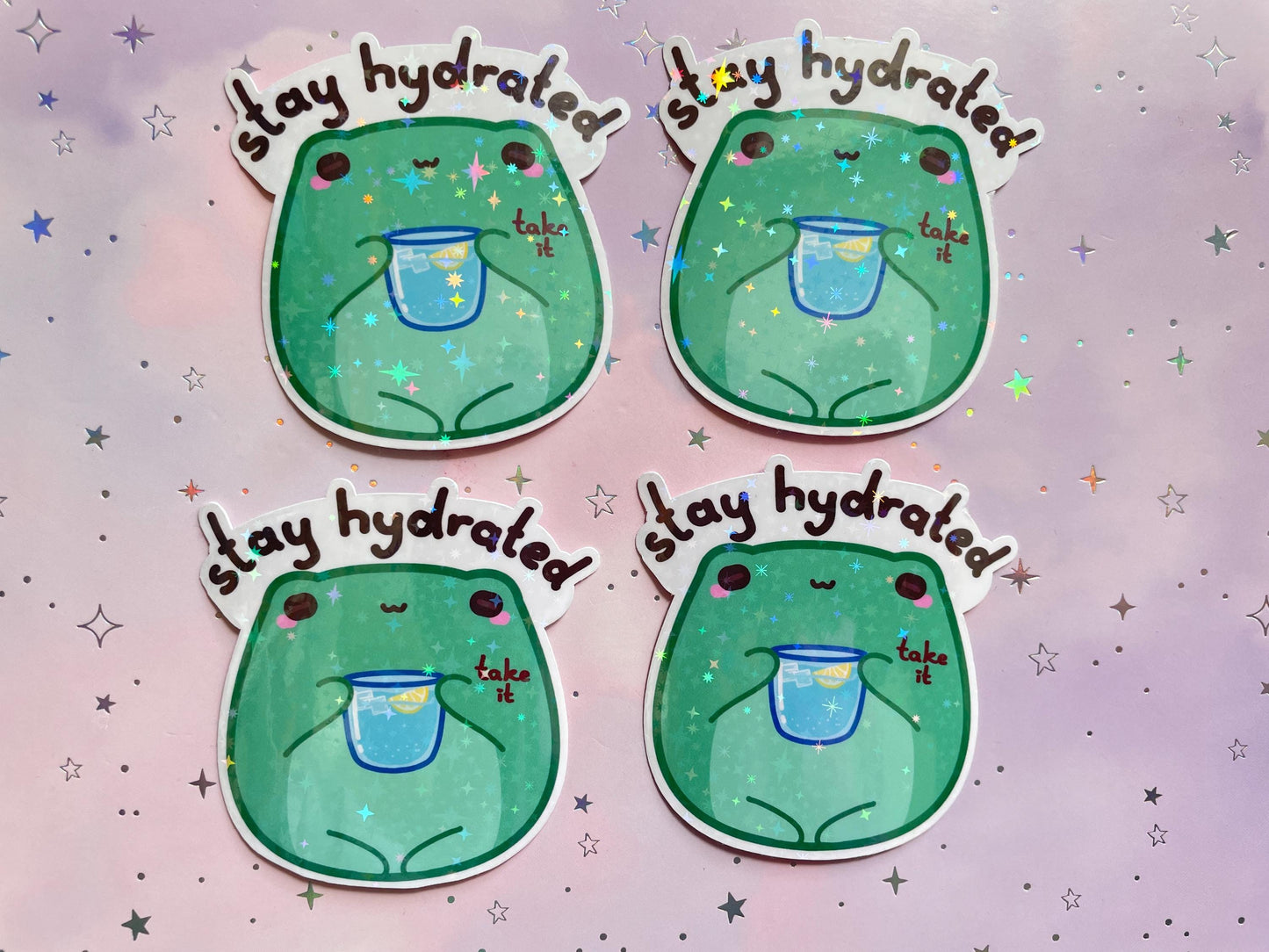 Kawaii Frog Care Sticker | Stay Hydrated Sticker