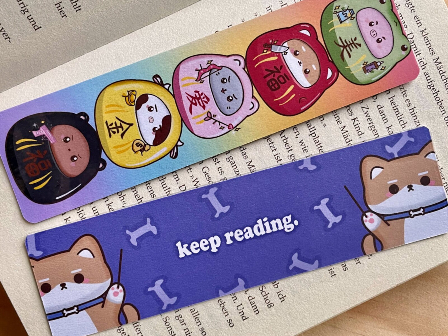 Daruma Shiba Inu Bookmark | double sided