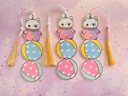 Cat Clown Bookmark | one sided printed & laminated | holographic