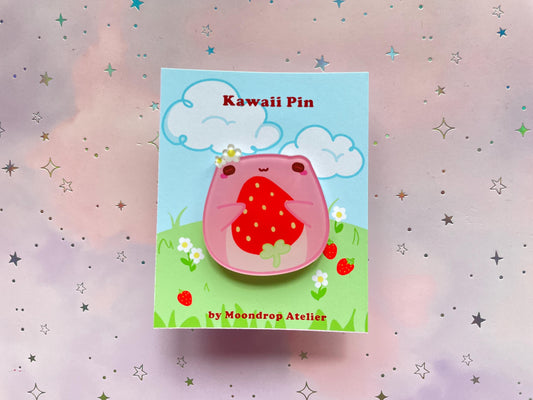 Strawberry Mochi Frog Pin