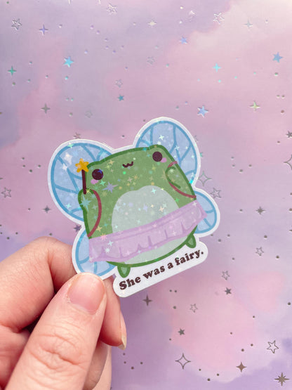 Kawaii Fairy Frog Sticker | She Was a Fairy Vinyl Sticker