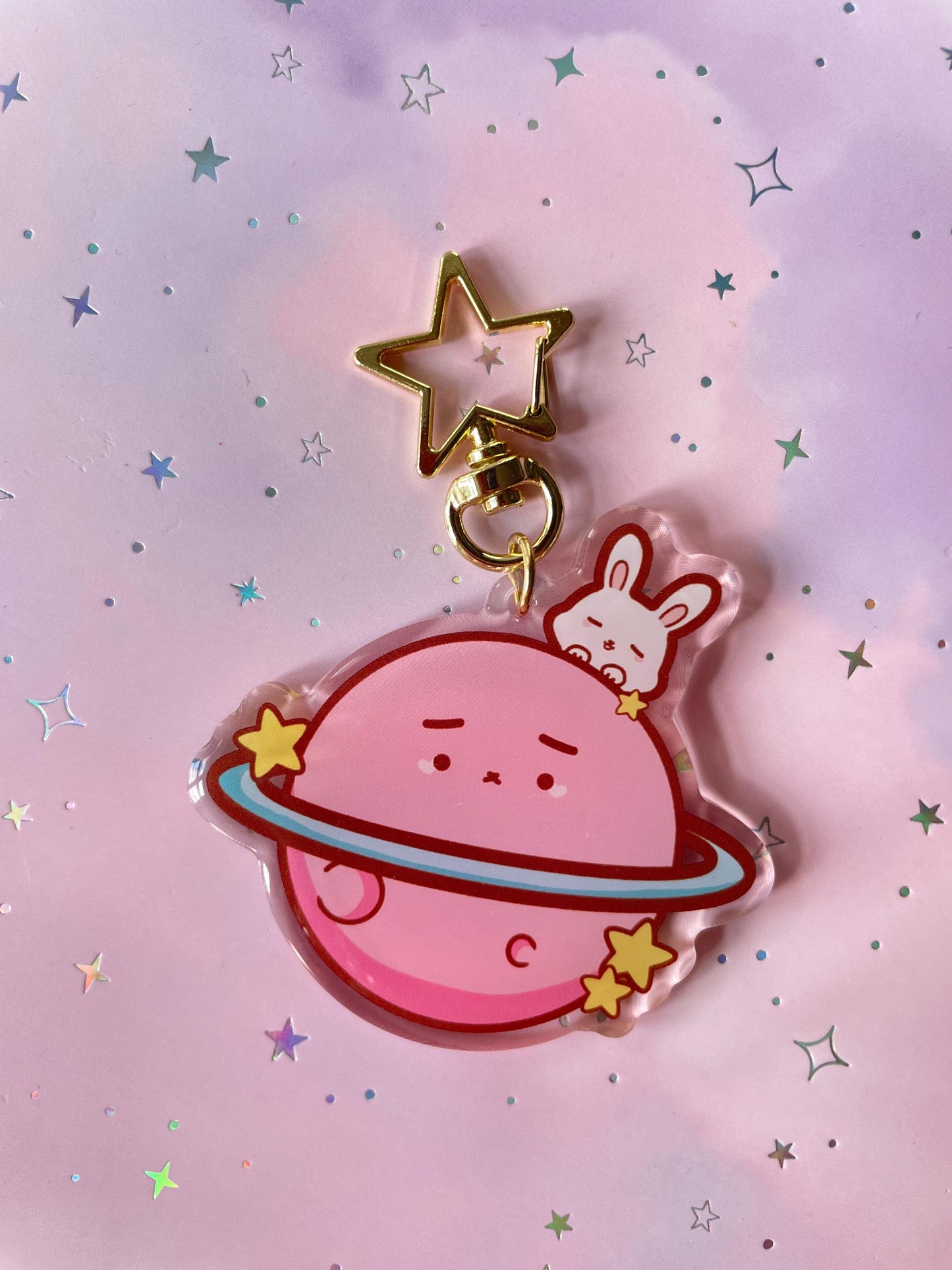 Bunny Pink Saturn Keychain