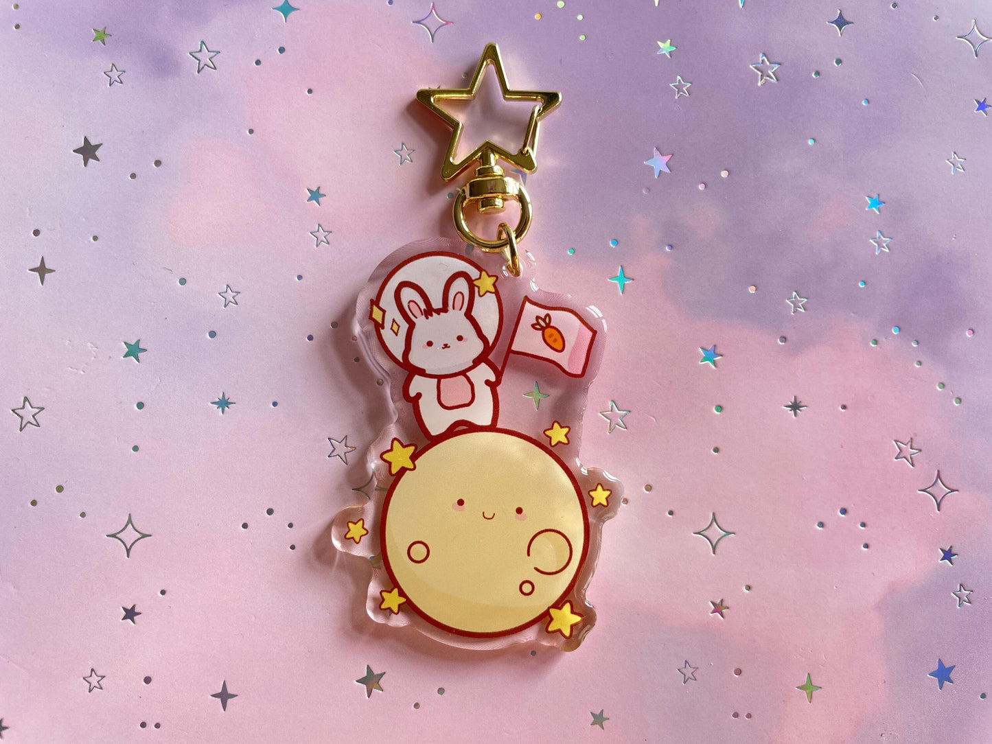 Bunny Astronaut Mond Keychain