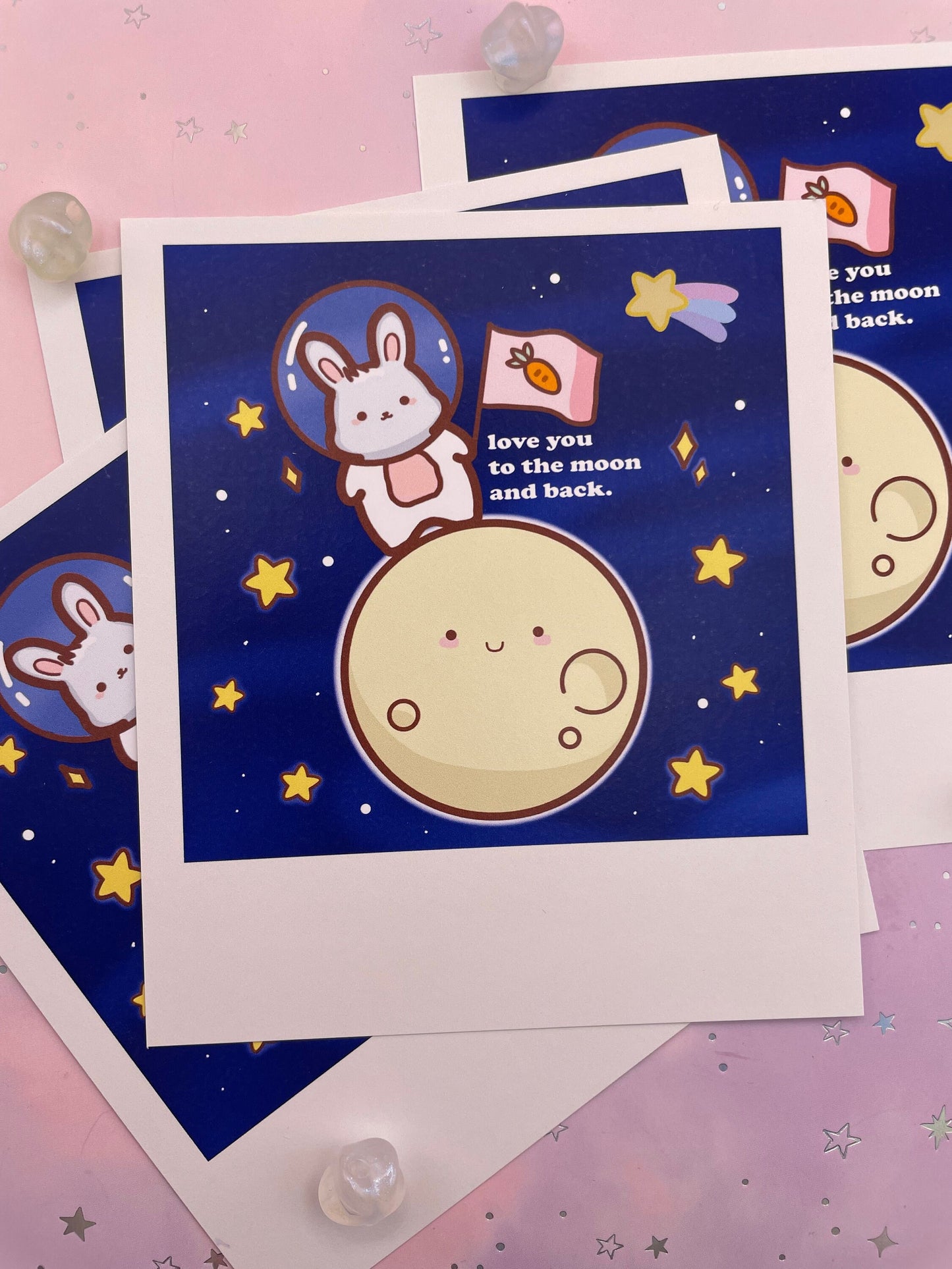 Bunny Astronaut Moon Artprint | Polaroid Size