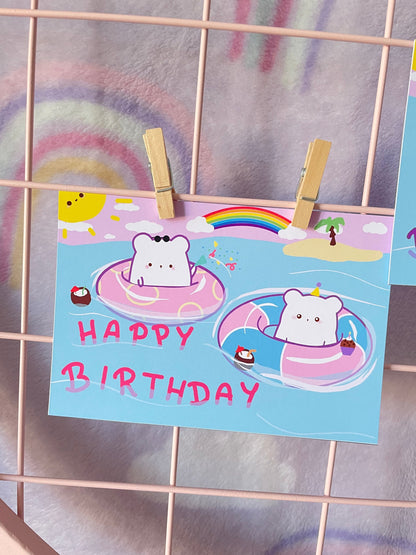 Beach Party Bear Birthday Card | DIN A6