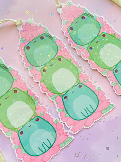 Sakura Frog Bookmark | One sided printed & laminated | Holographic