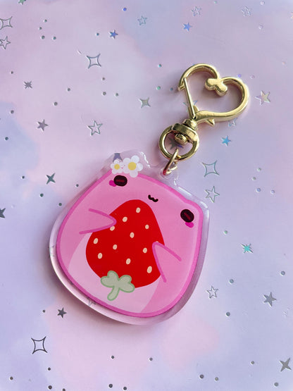Mochi Frog Strawberry Keychain