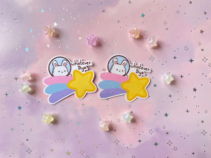 Bunny Astronaut Shooting Star Sticker | Whatever Bye Bunny Vinyl Sticker