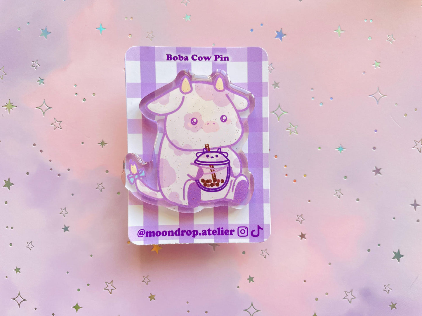 Bubble Tea Cow Pin | Couple BFF Pin