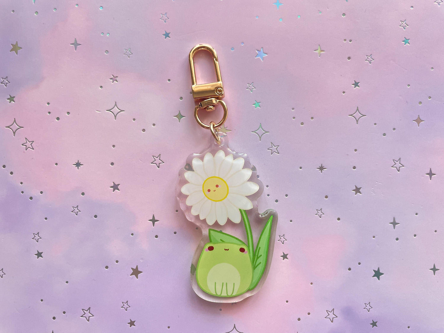 Daisy Flower Frog Keychain