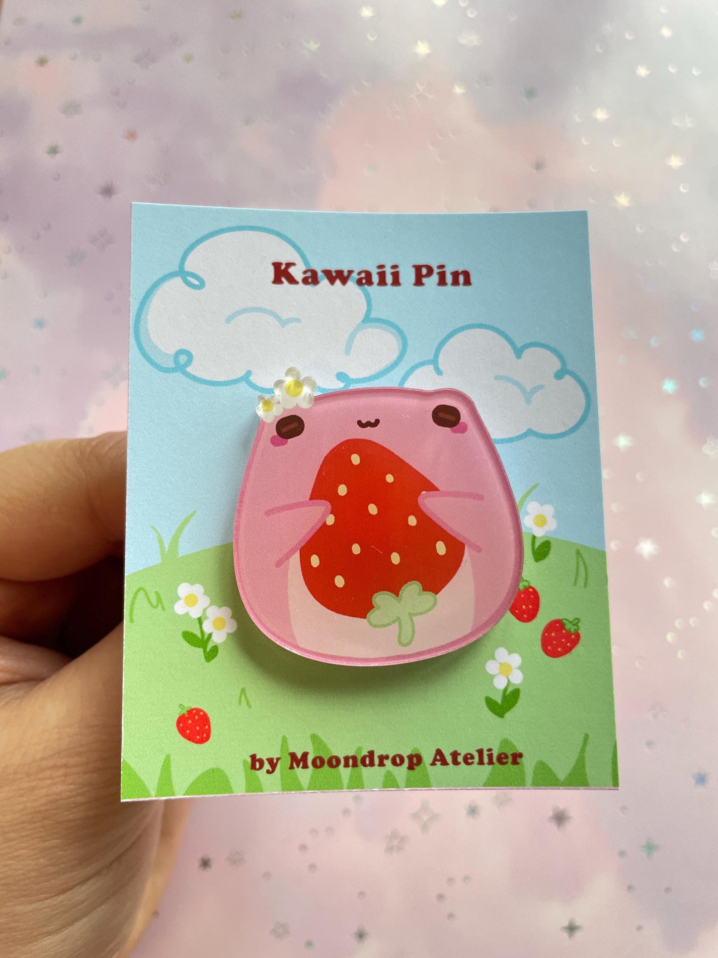 Strawberry Mochi Frog Pin