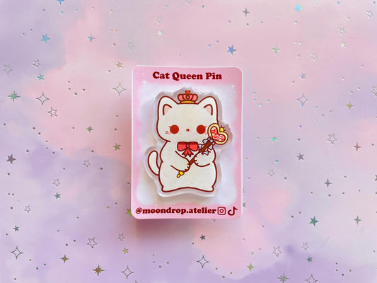Cat Queen Glitter Pin