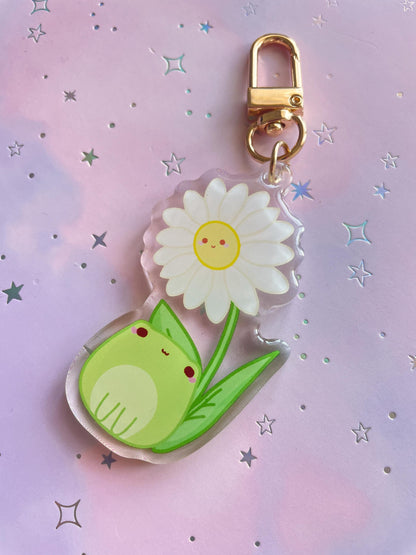 Daisy Flower Frog Keychain