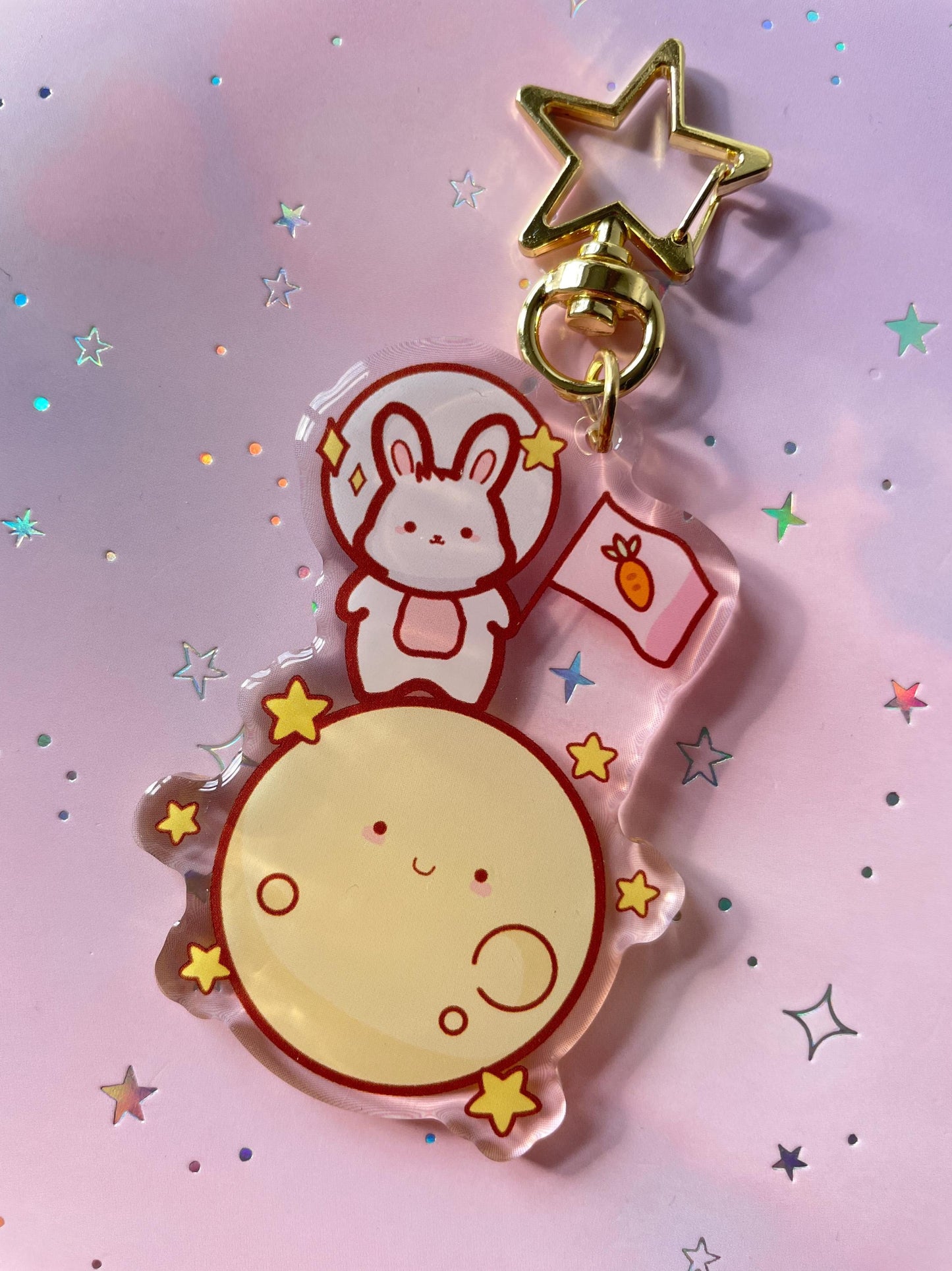 Bunny Astronaut Mond Keychain