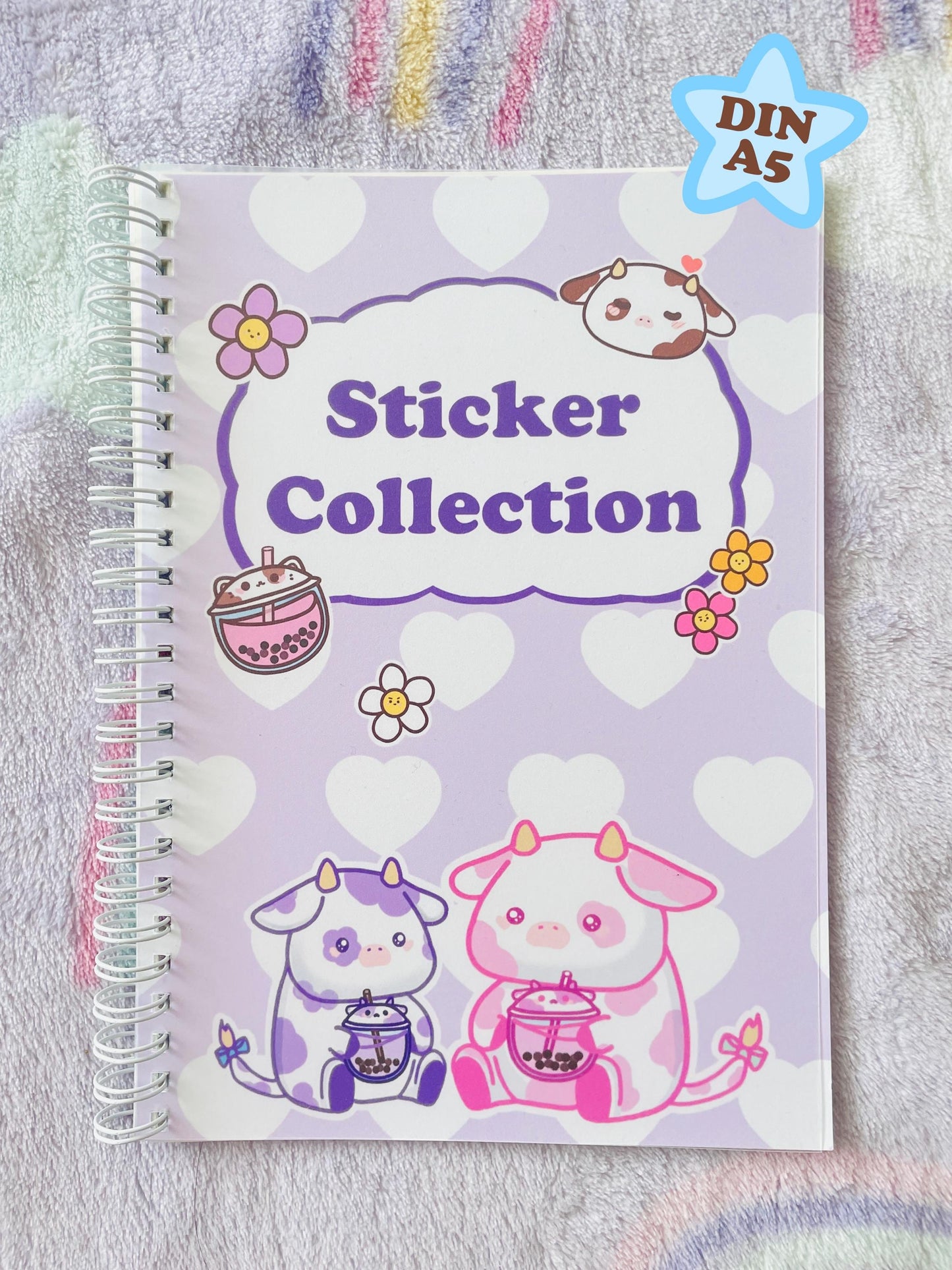 Bubble Tea Cow Sticker Album | reusable Stickerbook