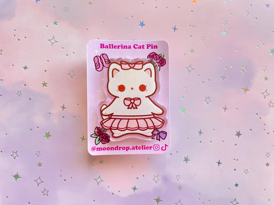 Ballerina Cat Glitter Acrylic Pin