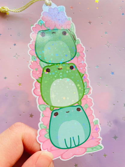 Sakura Frog Bookmark | One sided printed & laminated | Holographic