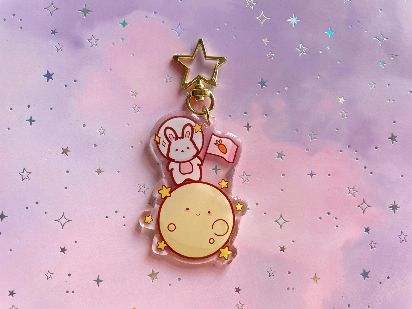 Bunny Astronaut Mond Keychain