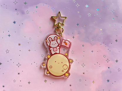 Bunny Astronaut Mond Keychain