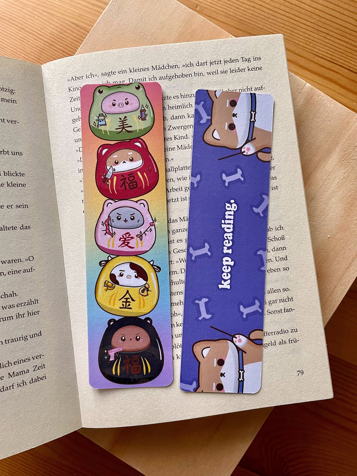 Daruma Shiba Inu Bookmark | double sided