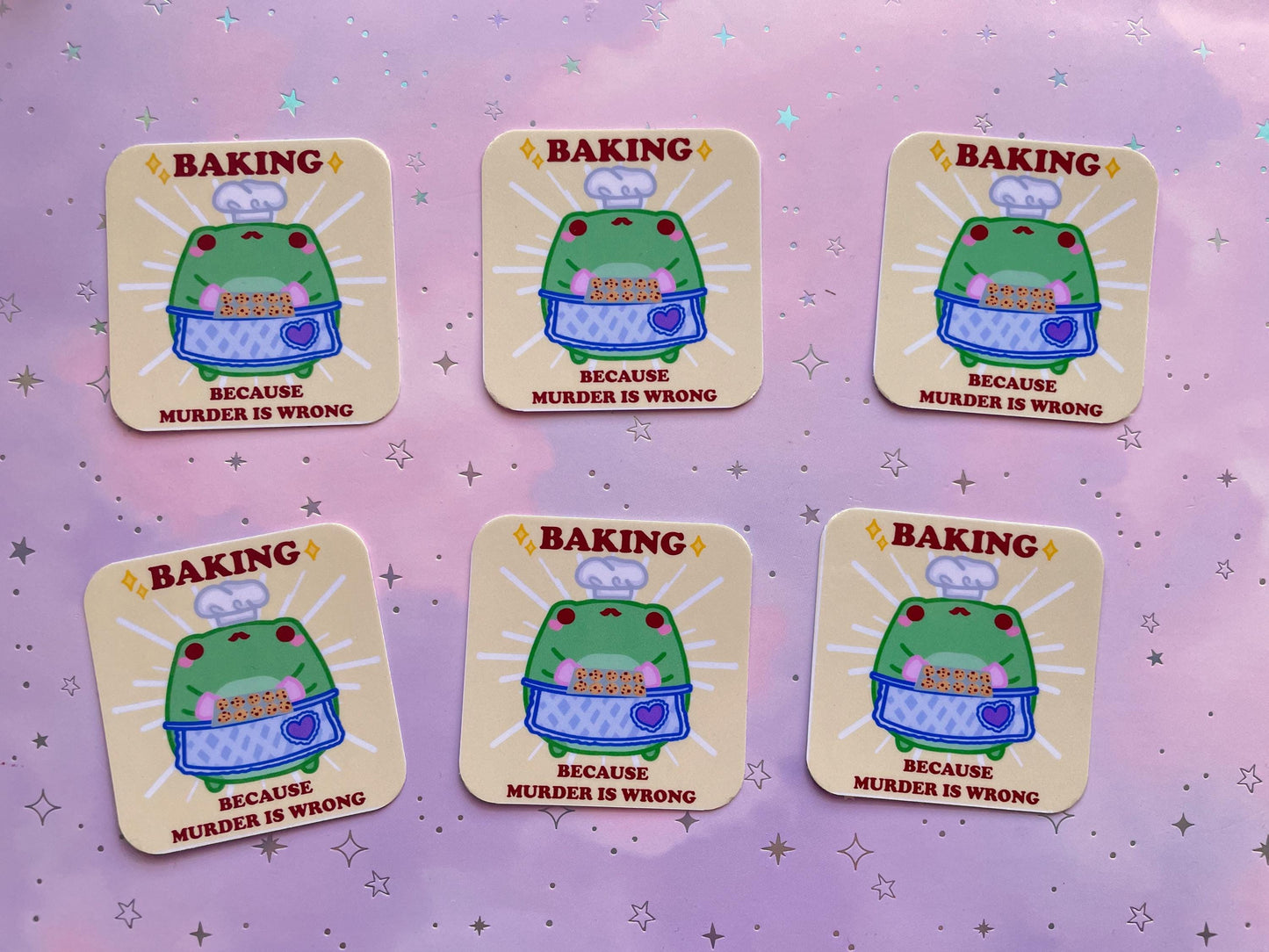 Bakery Moustache Frog Sticker | Baking Because Murder Is Wrong Sticker