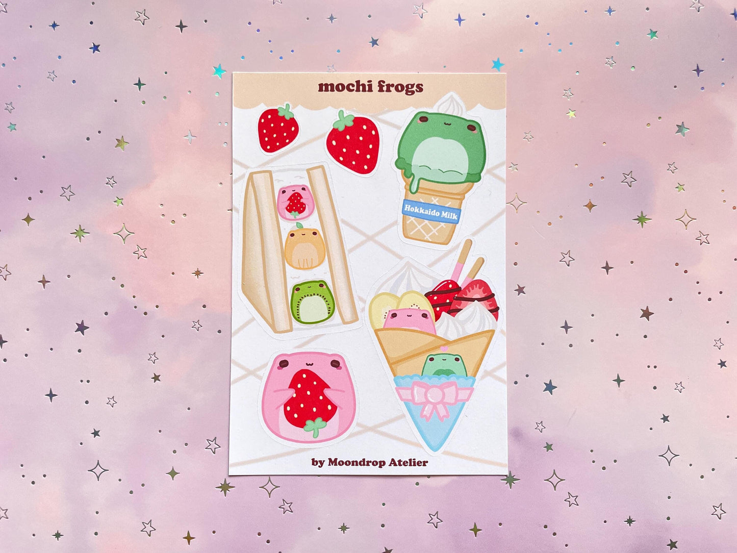 Mochi Strawberry Frog Stickersheet | Japanese Dessert Vinyl Stickers