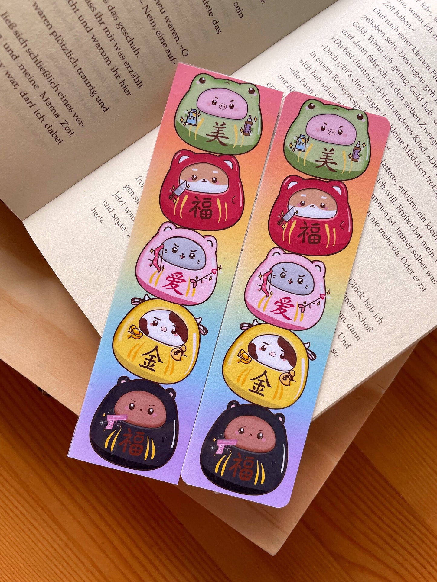 Daruma Shiba Inu Bookmark | double sided