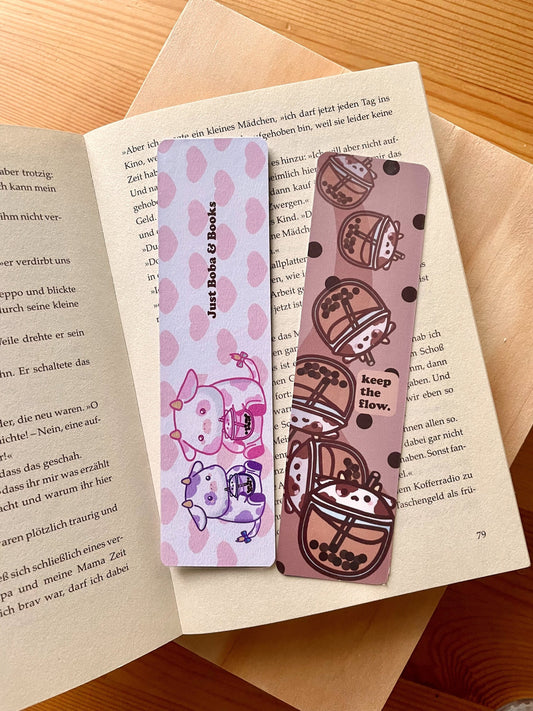 Bubble Tea Bookmark | Bubble Tea Cow Bookmark | double sided