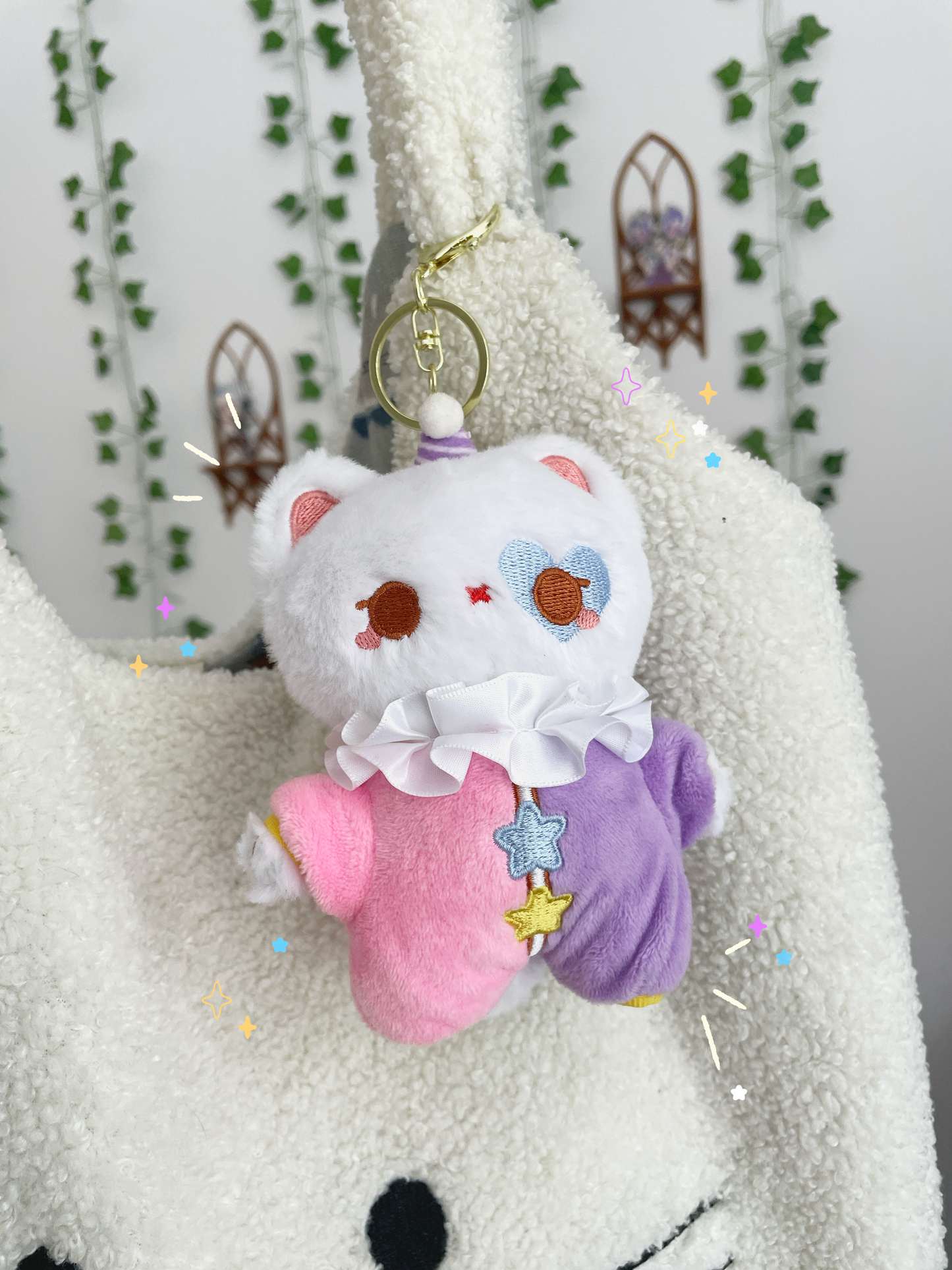 Fabio Cat Clown Plushie Keychain + Exclusive Stickers [PRE ORDER]
