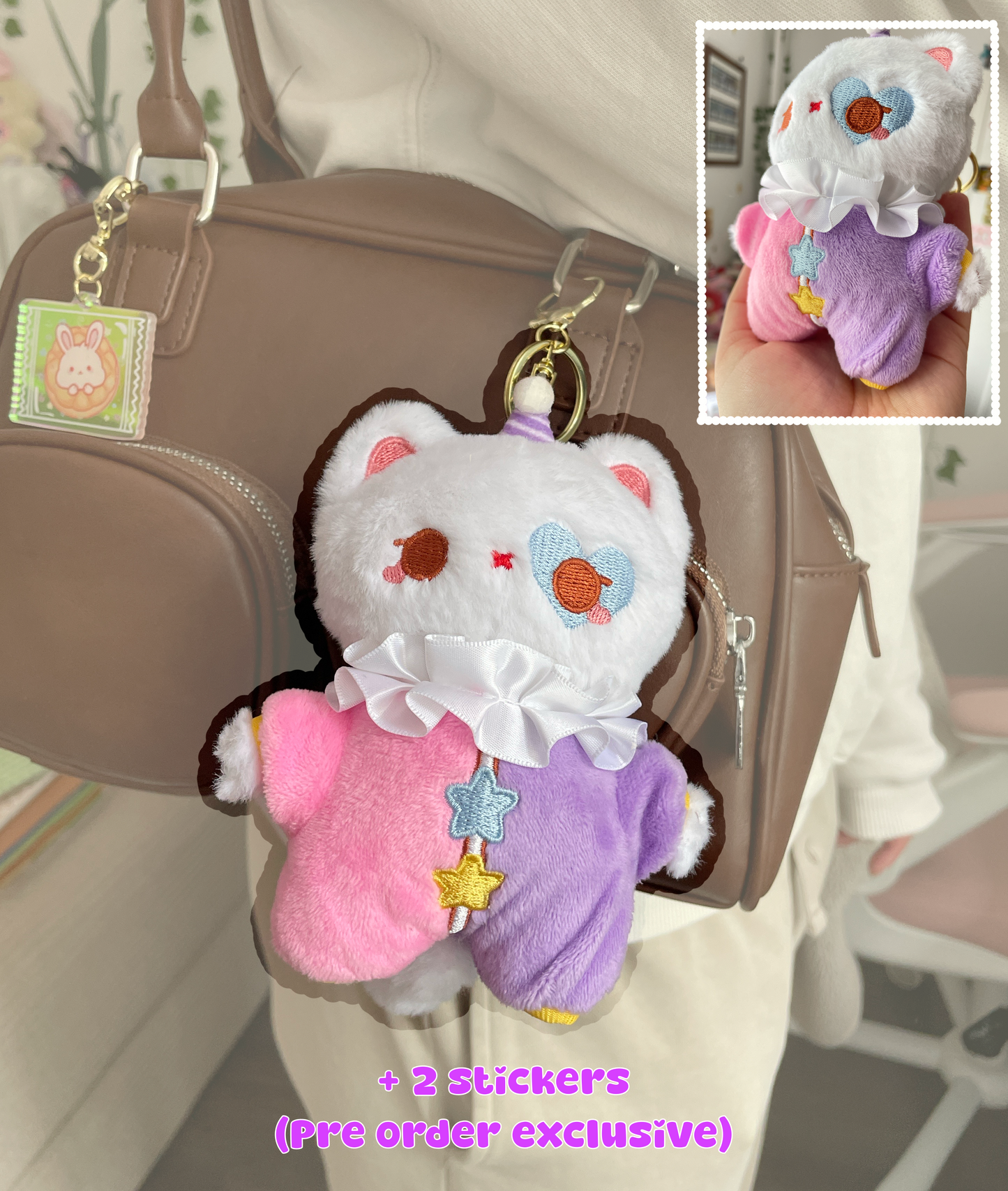 Fabio Cat Clown Plushie Keychain + Exclusive Stickers [PRE ORDER]